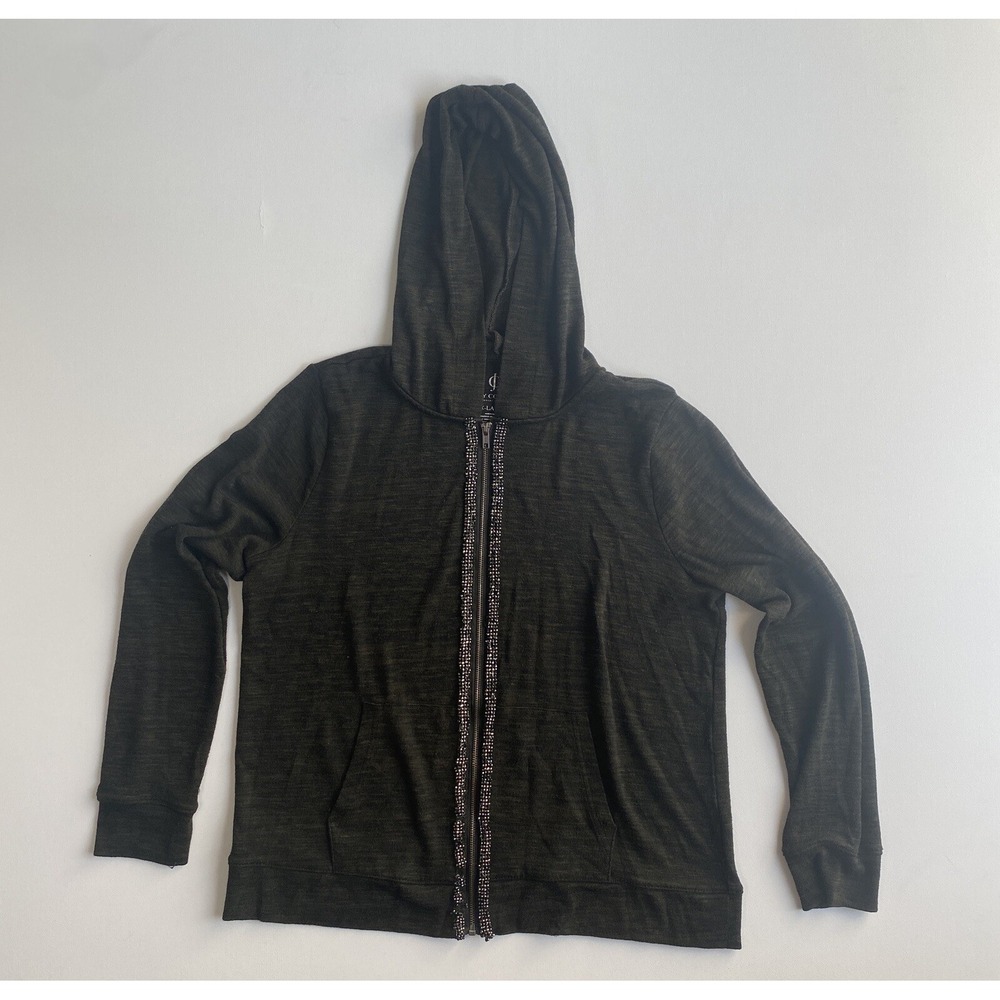 Juicy Couture Jacket Womens XL Green Studded Zip Hoodie Velour Street Club 1684